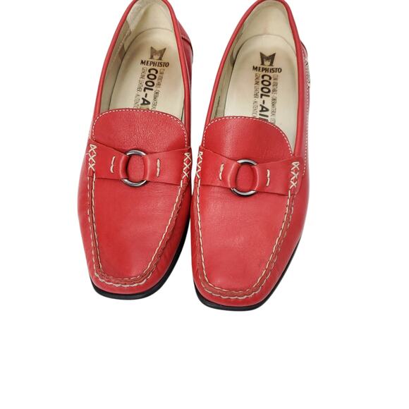 MEPHISTO Leather Idellia Red Comfort Mocassin Loafers Square Toe Shoes - Picture 8 of 12